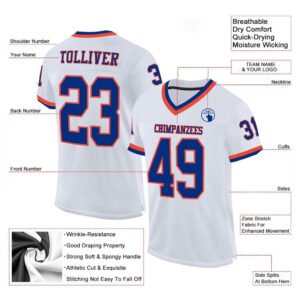 White Royal Orange Mesh Authentic Throwback Football&hellip;