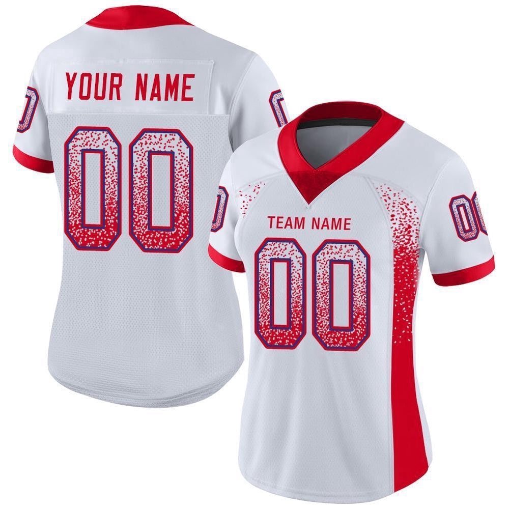 White Scarlet Royal Mesh Drift Fashion Football Jersey, Personalized Football Jersey, Football Team Jersey, Football Outfits