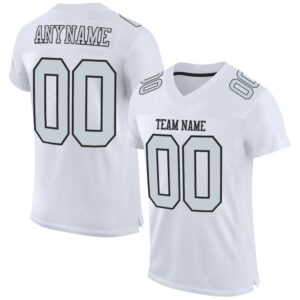 White Silver Black Mesh Authentic Football Jersey,&hellip;