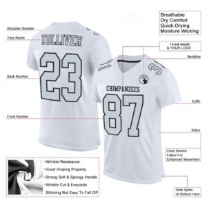 White Silver Black Mesh Authentic Football Jersey,&hellip;