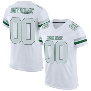 White Silver Green Mesh Authentic Football Jersey,&hellip;