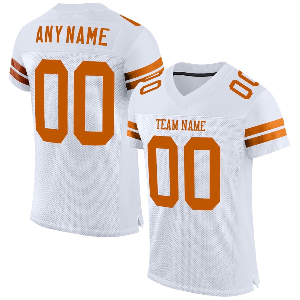 White Texas Orange Mesh Authentic Football Jersey, Personalized Football Jersey, Football Team Jersey, Football Outfits