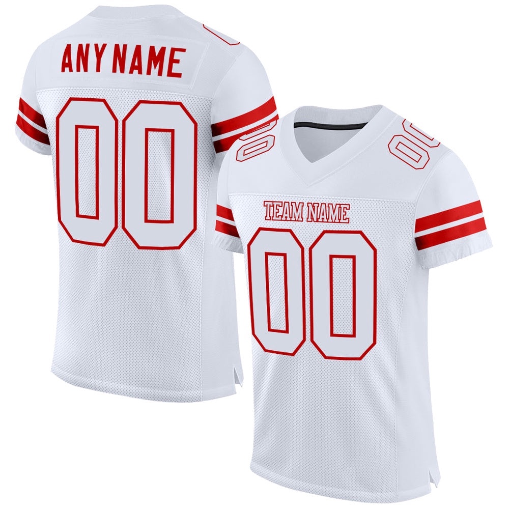 White White Red Mesh Authentic Football Jersey, Personalized Football Jersey, Football Team Jersey, Football Outfits White White Red Mesh Authentic Football Jersey, Personalized Football Jersey, Football Team Jersey, Football Outfits