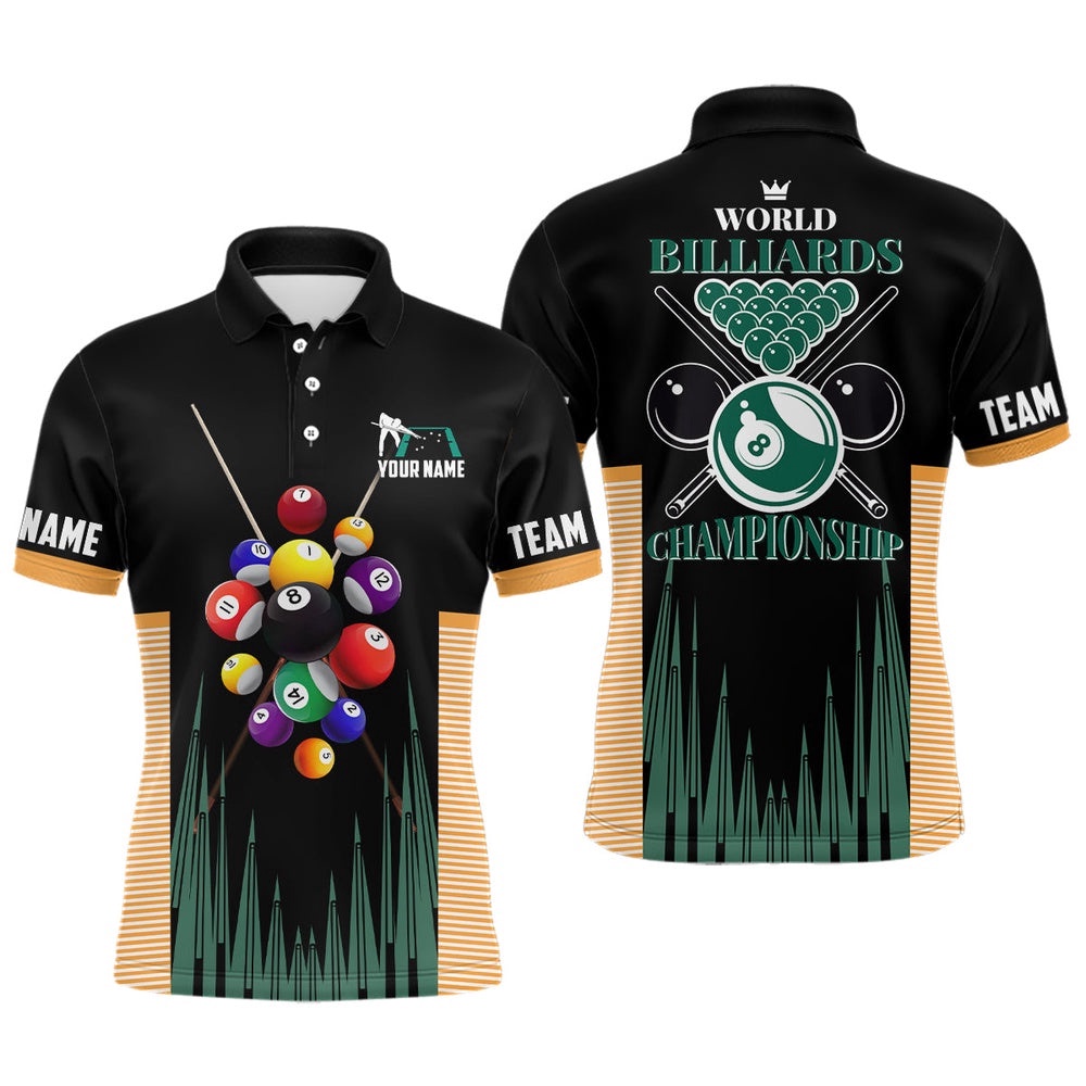 World Billiards Championship Custom Name 3D All Over Print Billiards Team Shirts, Personalized Billiard Polo Shirt