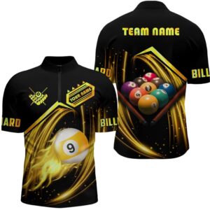 Yellow 9 Ball Billiard Jersey Shirts Custom&hellip;
