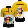 Yellow 9 Ball Pool Thunder Lightning Jersey Shirts Custom Billiards Team Shirts, Personalized Billiard Team Jersey Shirt
