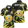 Yellow 9 Ball Pool Billiard Shirts, Billiard 9 Ball Team Shirts Polo, Personalized Billiard Polo Shirt