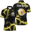 Yellow 9 Ball Pool Tournat Sport Shirts, 9 Ball Billiard Team Polo, Personalized Billiard Polo Shirt