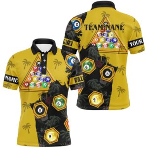 Yellow Black Funny Billiard Balls Pool Shirts,&hellip;