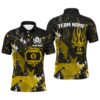 Yellow Icy Lightning 9 Ball Pool Polo Shirts Custom Billiard Team League Polo, Personalized Billiard Polo Shirt