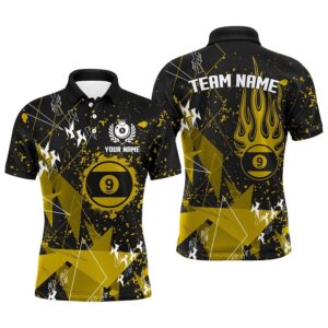 Yellow Grunge 9 Ball Custom Billiard Polo&hellip;