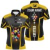 Yellow Smoke Billiard Polo Polo Shirts, Billiard Balls Custom Pool Player Shirts, Personalized Billiard Polo Shirt