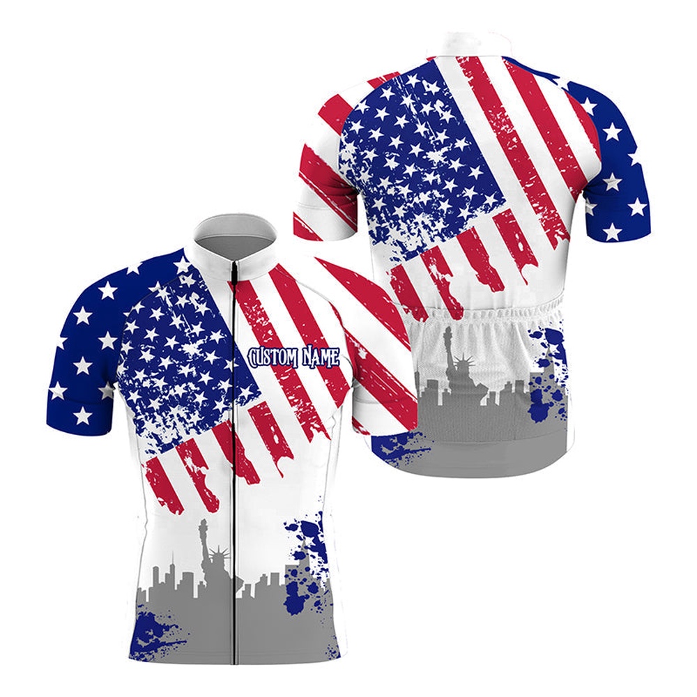 American Cycling Jersey Men Women Usa Bike Shirt For Road Dirt Cycle Gear, Custom Mono Cycling Jersey