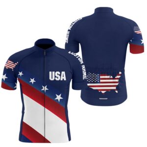 American Cycling Jersey Mens Womens With 3 Pockets Usa Bike Jersey Full Zip Bicycle Shirt, Custom Mono Cycling Jersey