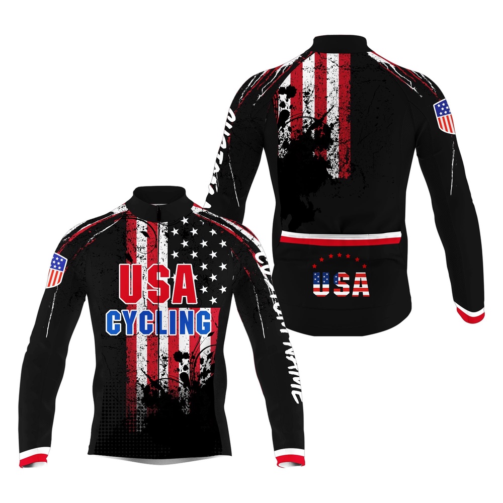 American Flag Bike Jersey With 3 Pockets Men  And  Women Cycling Jersey Cycle Gear, Custom Mono Cycling Jersey