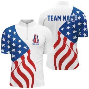 American Flag Bowling Pins Bowling Team Shirts Men And Women, Patriotic Bowling Jersey, Custom Bowling Team Jersey Shirt