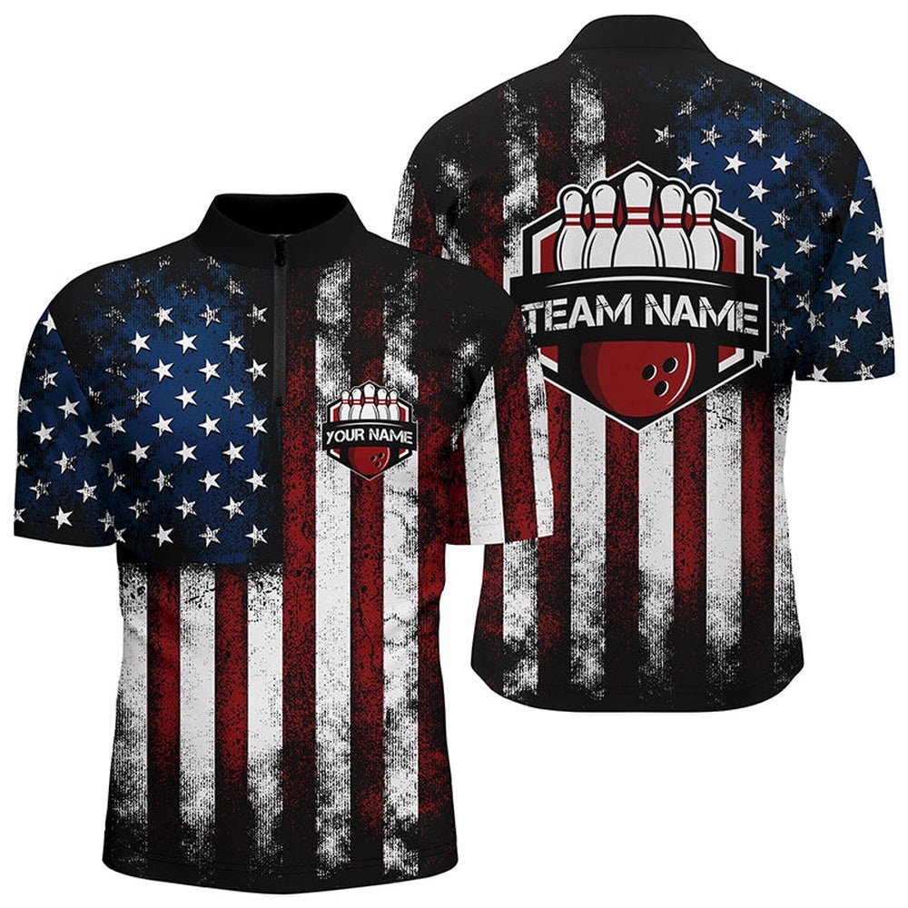 American Flag Bowling Shirt For Men, Bowling Jersey For Team Patriots Bowlers Shirt, Custom Bowling Team Jersey Shirt