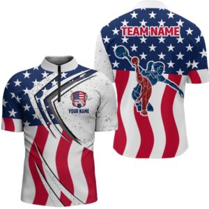 American Flag Bowling Team Jersey For Men, Patriotic Bowling Jersey For Bowlers, Custom Bowling Team Jersey Shirt