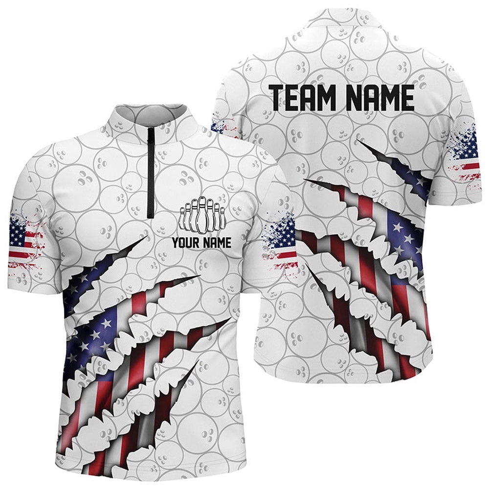 American Flag Bowling Team Shirts For Men And Women Patriotic Bowling Gifts, Custom Bowling Team Jersey Shirt