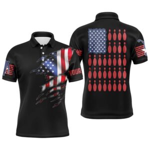 American Flag Custom Bowling Shirts For Men, Patriotic Bowling Gifts, Personalized Bowling Team Shirt
