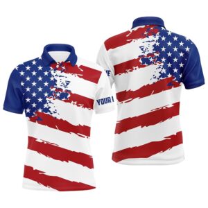 American Flag Golf Clubs Patriotic Custom Name Men’s Golf Polo Shirts Team Golf Shirts For Men, Golf Polo Shirt, Golf Shirts