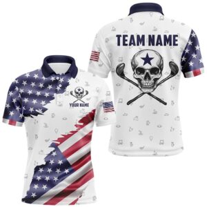 American Flag Golf Clubs Skull Golf Camo Men Golf Polo Shirts Custom Patriotic Golf Team Jerseys, Golf Polo Shirt, Golf Shirts