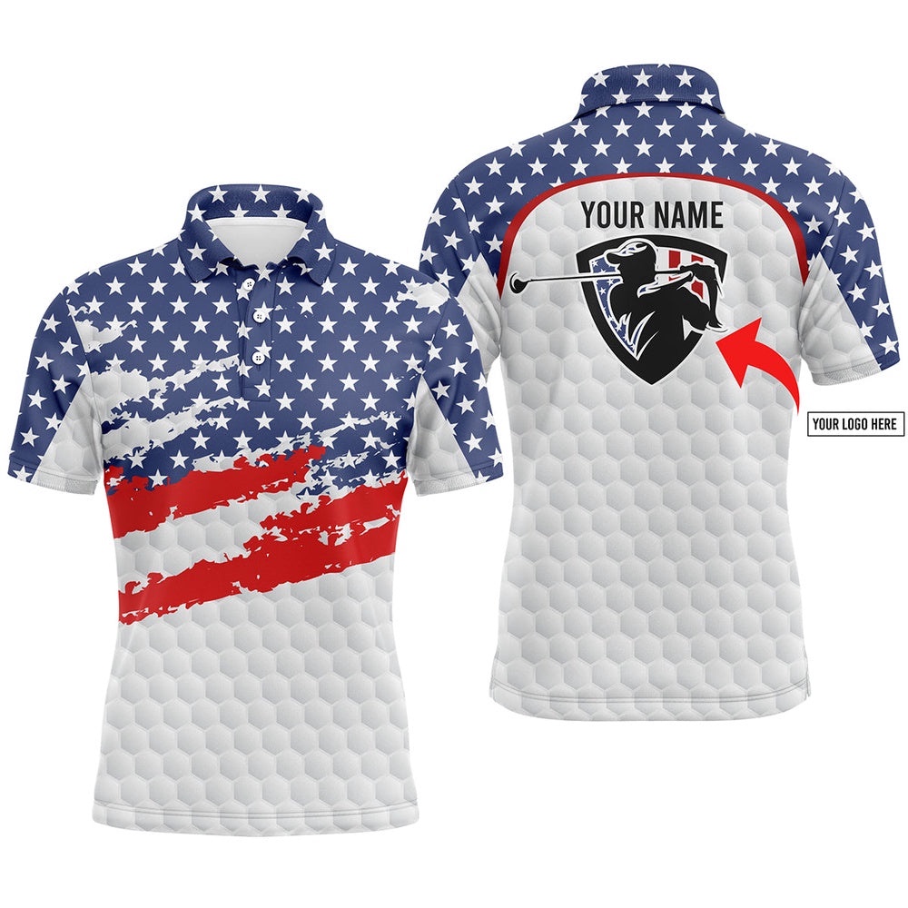 American Flag Men Golf Polo Shirts Custom Name And Logo, Personalized Team Golf Polo Shirt, Golf Polo Shirt, Golf Shirts
