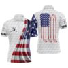 American Flag Men’s Golf Polos Shirts Custom Name Patriot Golf Gifts, Swing Swear Look For Ball Repeat, Golf Polo Shirt, Golf Shirts