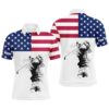 American Flag Patriotic White Men’s Golf Polo Shirt Custom Life Is Short Swing Hard Golf Shirt For Men, Golf Polo Shirt, Golf Shirts