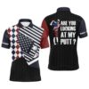 American Flag Patriotic White Men’s Golf Polo Shirt Custom Life Is Short Swing Hard Golf Shirt For Men, Golf Polo Shirt, Golf Shirts