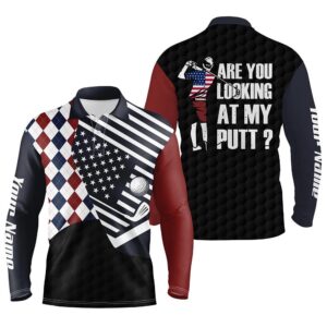 American Flag Red White Blue Argyle Pattern Men s Golf Polo Shirts Custom Are You Looking At My Putts Golf Polo Shirt Golf Shirts 2 pmytzm.jpg