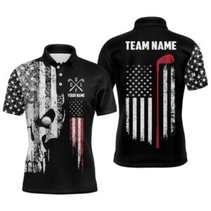 American Flag Skull Men’s Golf Polo Shirts&hellip;