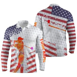 American Flag White Golf Balls Skin Custom Name Short Sleeve Long Sleeve Golf Polos Shirt For Men s Golf Polo Shirt Golf Shirts 2 lvyurf.jpg