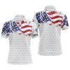 American Flag White Men’s Golf Polo Shirts Custom Golf Club Patriotic Team Shirt, Golf Attire For Men, Golf Polo Shirt, Golf Shirts