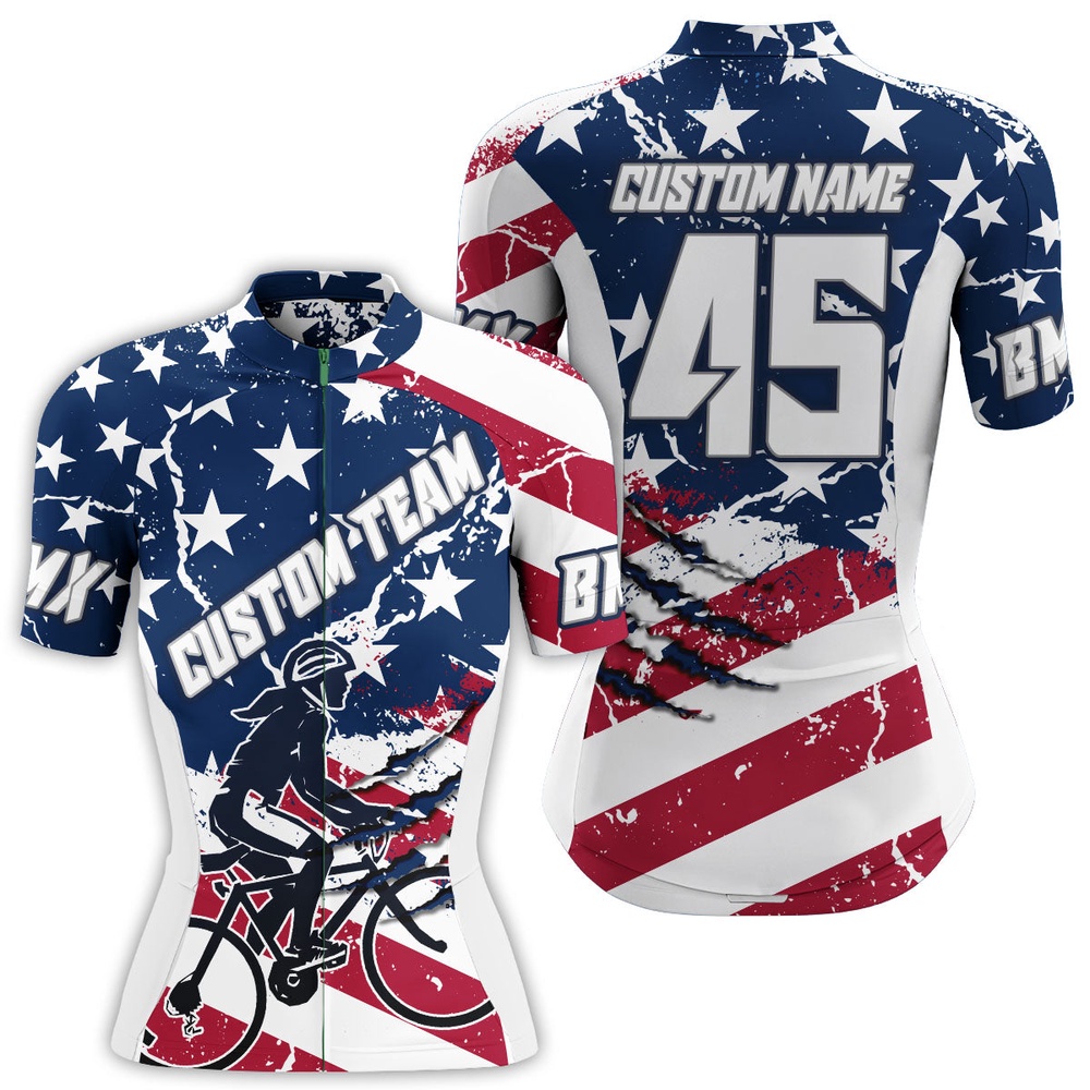 American Womens Cycling Jersey With 3 Pockets Custom Anti Uv Enduro Racing Shirt Usa Cycle Gear, Custom Mono Cycling Jersey