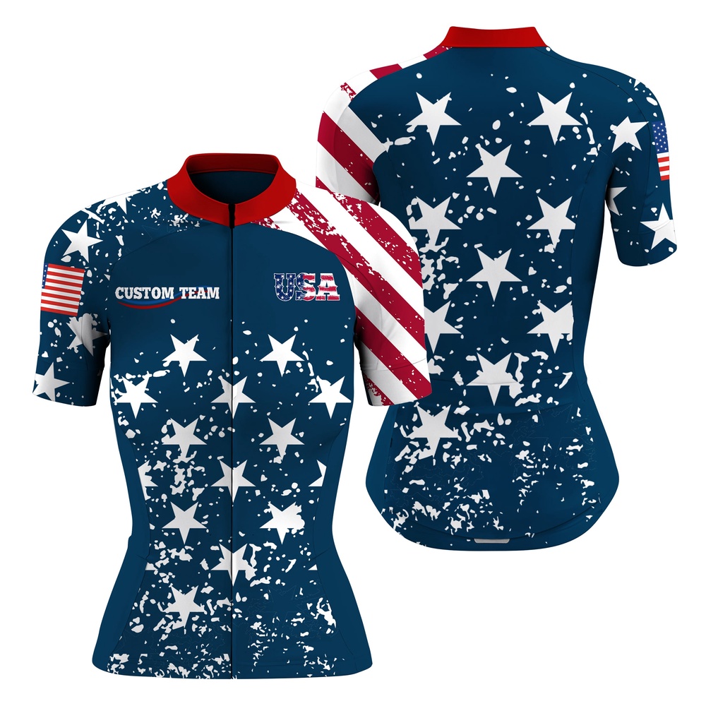 American Womens Road Cycling Jersey Anti Uv Us Cycle Gear 3 Pockets Custom Team Racing Jerser, Custom Mono Cycling Jersey