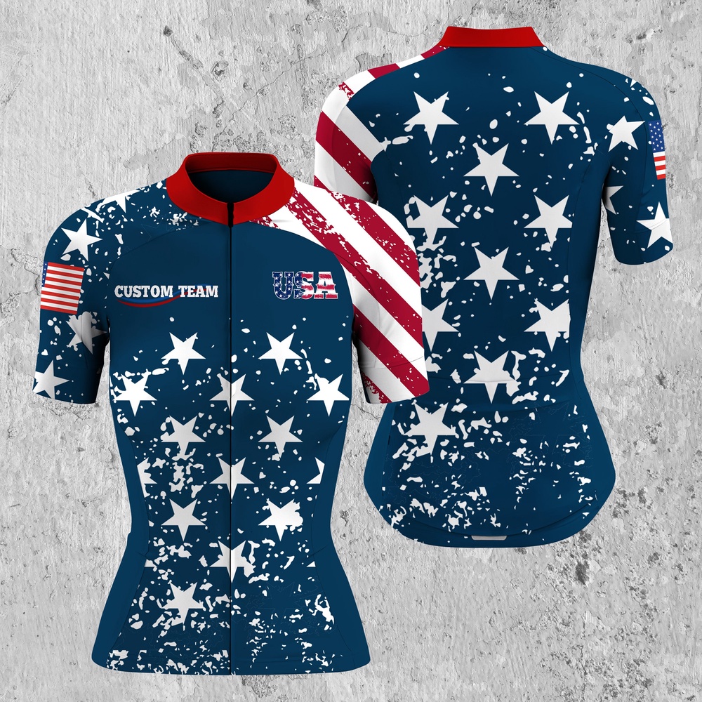 American Womens Road Cycling Jersey Anti Uv Us Cycle Gear 3 Pockets Custom Team Racing Jerser, Custom Mono Cycling Jersey