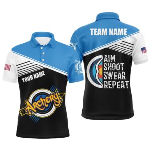 Archery Aim Shoot Swear Repeat Men Polo&hellip;