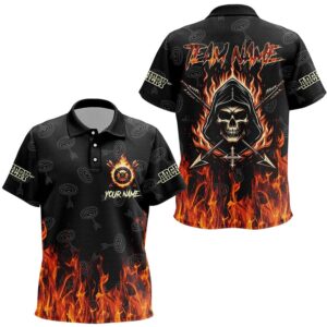 Archery Skull Fire Customized Target Pattern Polo&hellip;