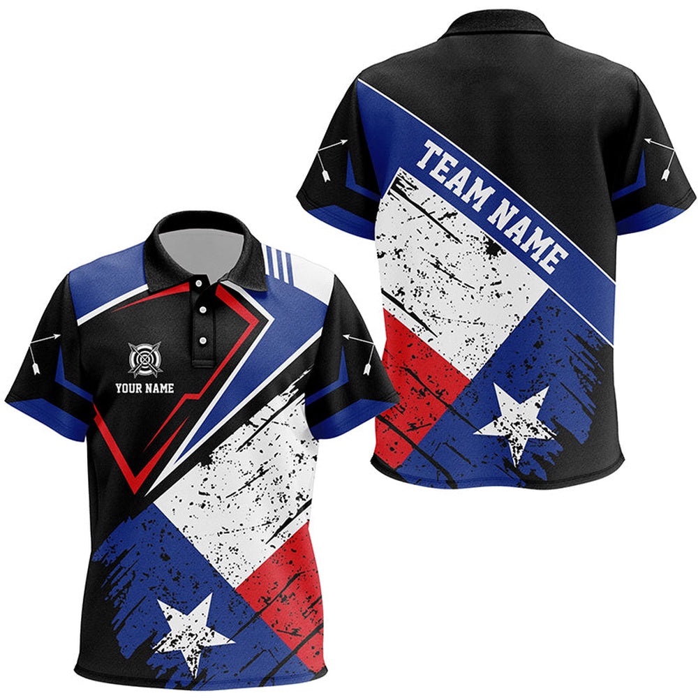 Archery Texas Flag Vintage Style Polo Shirts, Patriotic Texas Archery Shirts, Custom Archery Team Polo Shirt