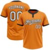 Bay Orange Navy Pinstripe White Two Button Unisex Softball Jersey, Custom Team Softball Jersey
