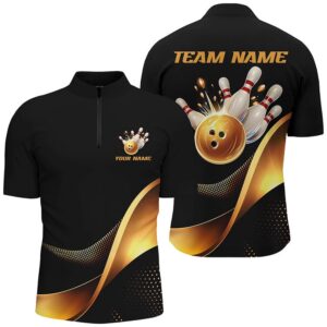 Black And Gold Bowling Ball And Pins&hellip;