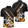 Black And Gold Bowling Ball And Pins Bowling Shirts Bowling Team Tournament Jersey, Custom Bowling Team Jersey Shirt