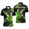 Black And Green Camo Custom Camo Bowling Polo Shirts For Men, Team Skull Bowling Polo Shirt, Personalized Bowling Team Shirt