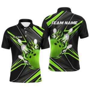 Black And Green Men Bowling Polo Shirt&hellip;