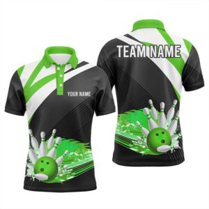 Black And Green Men Bowling Polo Shirt&hellip;