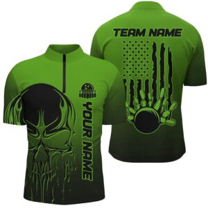Black And Green Skull Unisex Bowling Team&hellip;