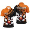 Black And Orange Camo Bowling Team Shirts Custom Men Polo Shirts Bowling League Shirts, Personalized Bowling Team Shirt