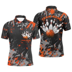 Black And Orange Camo Bowling Team Shirts&hellip;