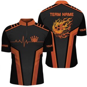 Black And Orange Flame Bowling Shirts For&hellip;